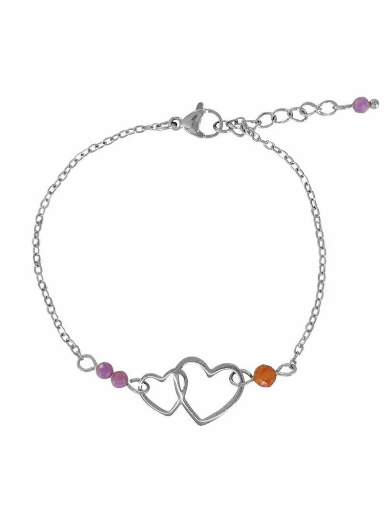 Liefdevol armbandje of kettinkje met hartjes en edelsteentjes Armbandje - Zilver